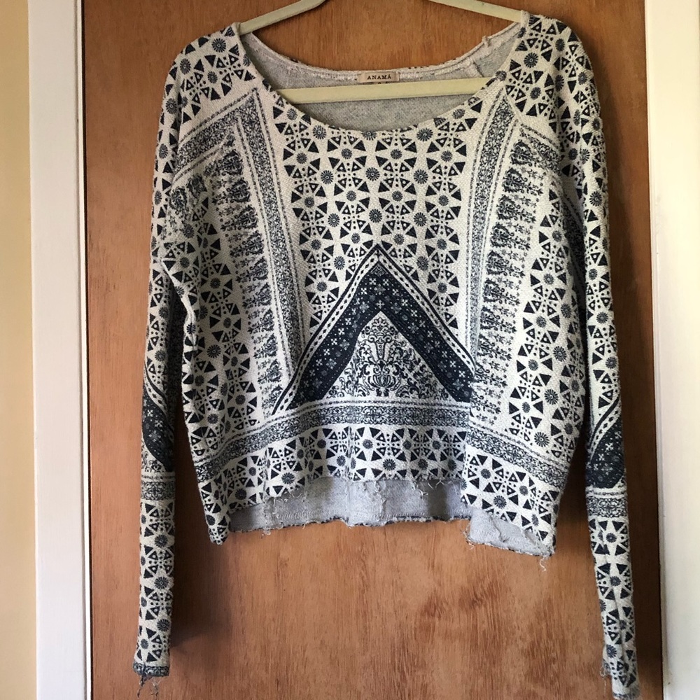 Anamá Anthropologie Blue and White long sleeve top